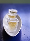 Iced Wine; White Wine Served in Ice Cube Glasses