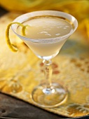 Lemon Drop Served in Martini Glass with Lemon Peel Garnish
