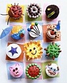 Assorted decorated cupcakes for children