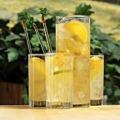 White Wine Sangria in a Pitcher and in Glasses, Outdoors