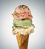 Sherbet on a waffle cone