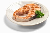 Grilled Salmon Steak with Parsley