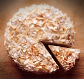 Coconut cake, sliced