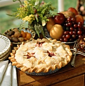 Apple pie with raspberries for Thanksgiving (USA)