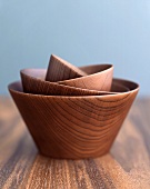 Wooden bowls of different sizes, nested