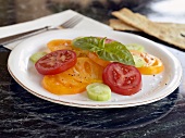 Tomato salad with basil and pepper