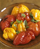Baked peppers with basil