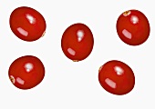Five Cranberries on a White Background