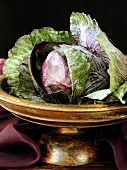 Whole Head of Red Cabbage on a Dish
