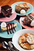 Five Different Desserts: Pies, Chocolate Mousse Cake, Cheesecake and Cobbler