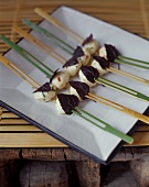 Skewered Mozzarella with Red Basil