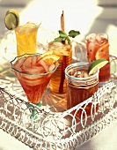 Assorted Drinks in White Tray