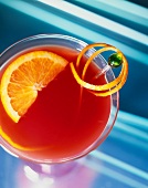 Flavored Martini with Orange Garnish; From Above