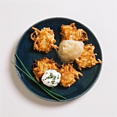 Latkas with Apple Sauce; From Above