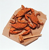 Whole Seasoned Crabs with Wooden Hammer