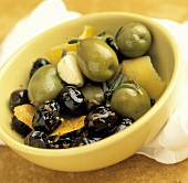 Olives with Garlic, Olive Oil and Lemon Zest