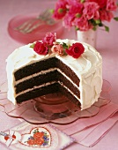 Layered Chocolate Cake with Roses