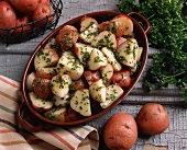 Quartered Red Potatoes with Melted Butter and Parsley