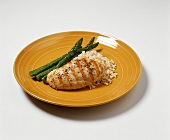 Chicken Breast on a Bed of Rice with Asparagus