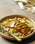 Grilled Salmon Fillet on a Bed of Cabbage