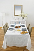 Table Set with Hanukkah Dinner