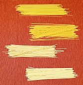 Four Piles of Assorted Spaghetti