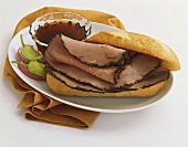 Roast Beef on a Baguette with Au Jus