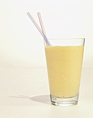 Smoothie in a Glass with Two Straws