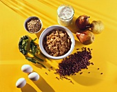 Assorted Ingredients on a Yellow Background