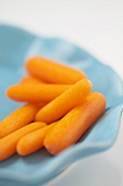 Baby Carrots on a Blue Bowl
