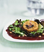 Mixed Green with Breaded, Fried Goat Cheese and Sliced Beets