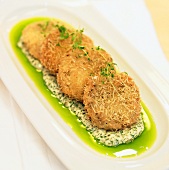 Panko Fried Oysters with Chive Oil