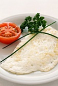 Egg White Omelet with Chives and a Tomato Half