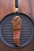 Top Sirloin Steak on a Grill Pan, From Above