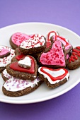 Frosted, Chocolate Heart Shaped Cookies