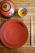 Asian Place Setting on Bamboo