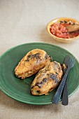 Two Stuffed and Fried Chili Peppers, Chiles Rellenos