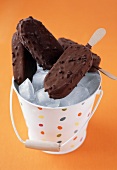 Chocolate Covered Ice Cream Bars in an Ice Bucket