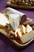 Cheese board with salami