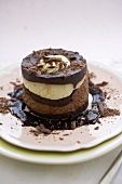 Chocolate and Vanilla Mousse Cake with Milk Chocolate Top
