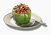 Beef and Noodle Stuffed Green Bell Pepper