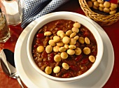 Bowl of Chili Topped with Oyster Crackers