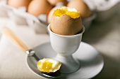 Soft Boiled Egg in an Egg Cup with Top Removed
