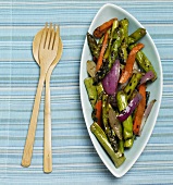 Grilled Vegetables with Wooden Utensils