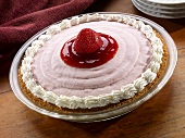 Strawberry Cream Pie with a Graham Cracker Crust and Whipped Cream