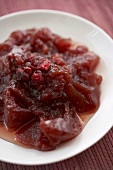Chunky Cranberry Sauce in a White Bowl