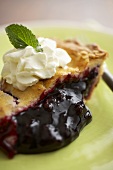 Close Up of a Slice of Blueberry Pie with Whipped Cream