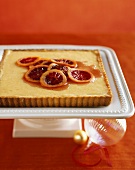 Citrus Tart Topped with Blood Orange Slices and Sauce
