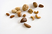 Various Nuts on a White Background