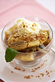 Baked Bananas in a Bowl with Vanilla Ice Cream